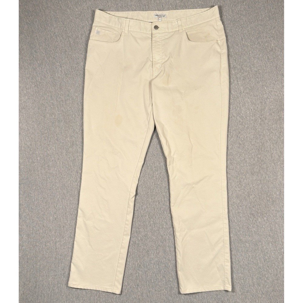 Peter Millar Pants Mens 38x32 Beige Performance Five Pocket Golf EB66 STAINS